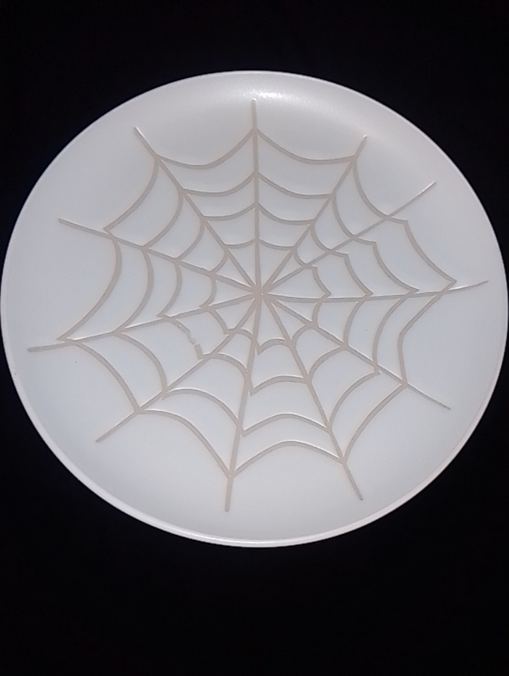 White Decorative Plate with Spider Web Accent - 2 Pack